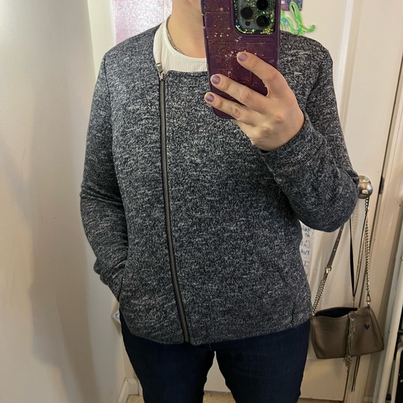 NAVY BLUE HEATHERED LIGHT TWO BY VINCE CAMUTO M MEDIUM BLAZER JACKET SWEATER EUC - Picture 1 of 15